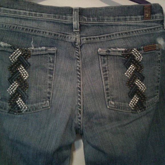7 For All Mankind Distressed w/ Braided Pocket Jeans (10/30) - Picture 3 of 9